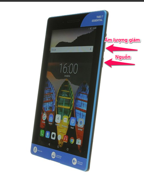  Giữ nút Nguồn + Âm lượng giảm cùng lúc khoảng 3 giây.